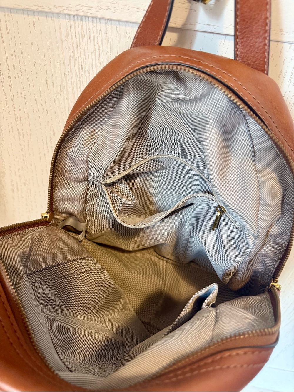 Fossil Cognac Leather Megan Mini Backpack - Picture 12 of 15